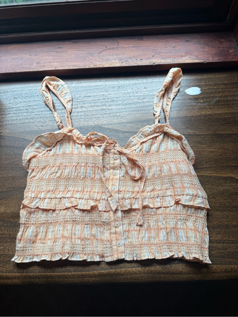 Women's Peach Ruffle summer tank Top